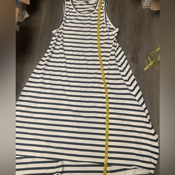 J Crew 3X High-Low Maxi Tank Dress In Navy White Stripe Nautical Vacation A0477 - Picture 13 of 13